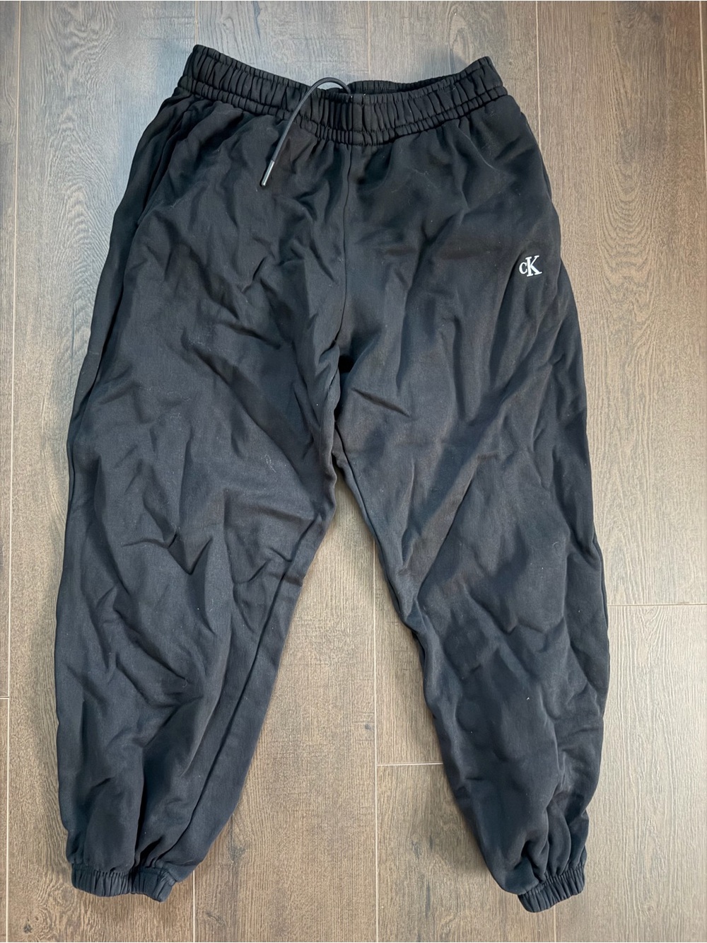 Calvin Klein Jeans Black Jogger Sweatpants with CK Embroidered Logo